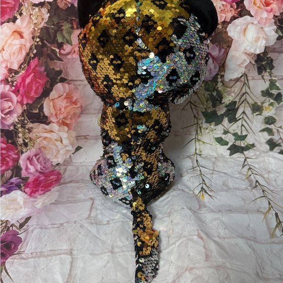 Sequin TY Flippables Leopard Plush with Blue Eyes - Picture 2 of 6